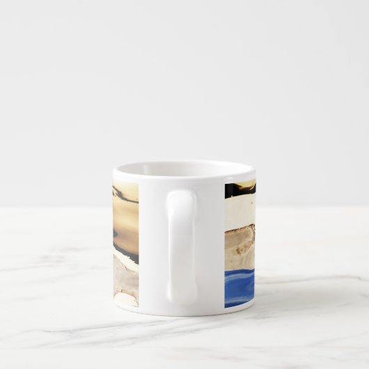 abstract patroon blauw, tint en zwarte espresso espresso kop (Achterkant)