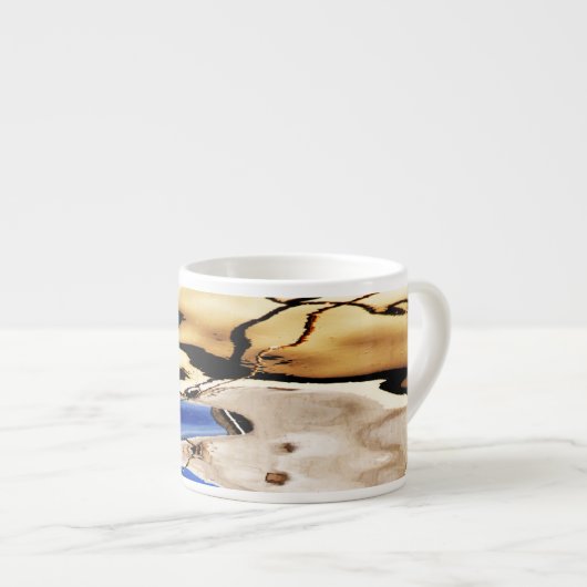 abstract patroon blauw, tint en zwarte espresso espresso kop (Voorkant rechts)