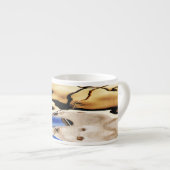 abstract patroon blauw, tint en zwarte espresso kop (Voorkant rechts)