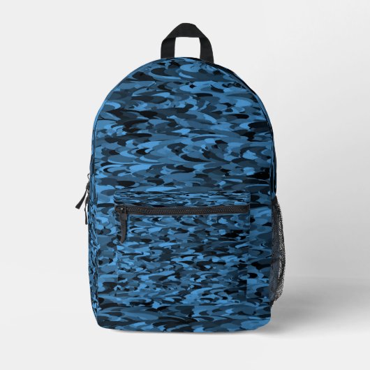 Abstract patroon blauw zwart bedrukte rugzak (Voorkant)