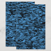 Abstract patroon blauw zwart briefpapier (Voorkant / Achterkant)