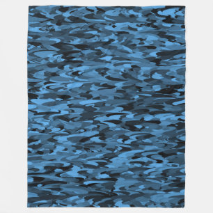 Abstract patroon blauw zwart fleece deken