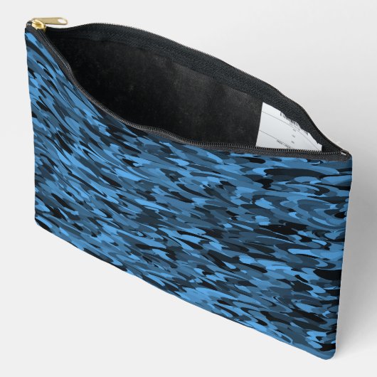 Abstract patroon blauw zwart groot etui (Open)