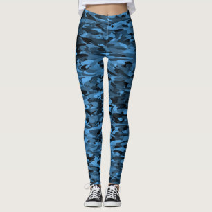 Abstract patroon blauw zwart leggings