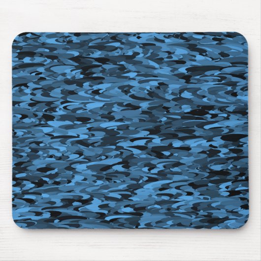 Abstract patroon blauw zwart muismat (Voorkant)