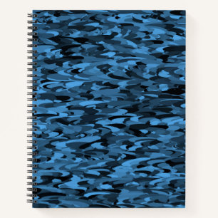 Abstract patroon blauw zwart notitieboek