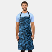 Abstract patroon blauw zwart schort (Gedragen)