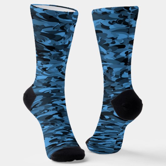 Abstract patroon blauw zwart sokken (Gebogen)