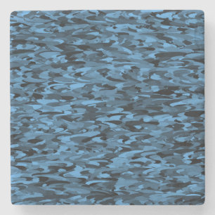 Abstract patroon blauw zwart stenen onderzetter