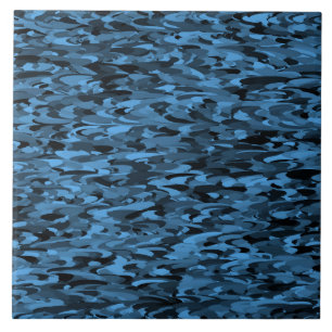 Abstract patroon blauw zwart tegeltje