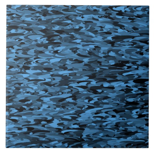 Abstract patroon blauw zwart tegeltje (Voorkant)