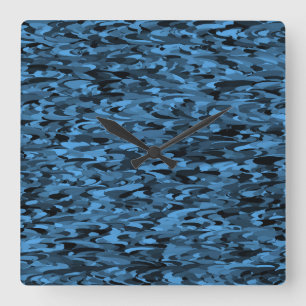 Abstract patroon blauw zwart vierkante klok