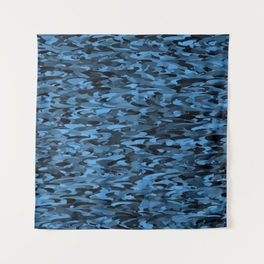Abstract patroon blauw zwart wandkleed (Voorkant)