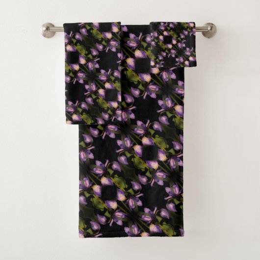 Abstract patroon blauwe vlag Iris-ventilator Bad Handdoek (Insitu)