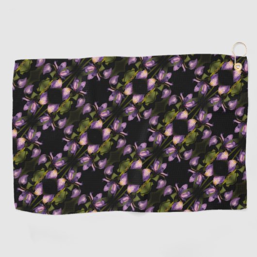 Abstract patroon blauwe vlag Iris-ventilator Golfhanddoek (Horizontaal)
