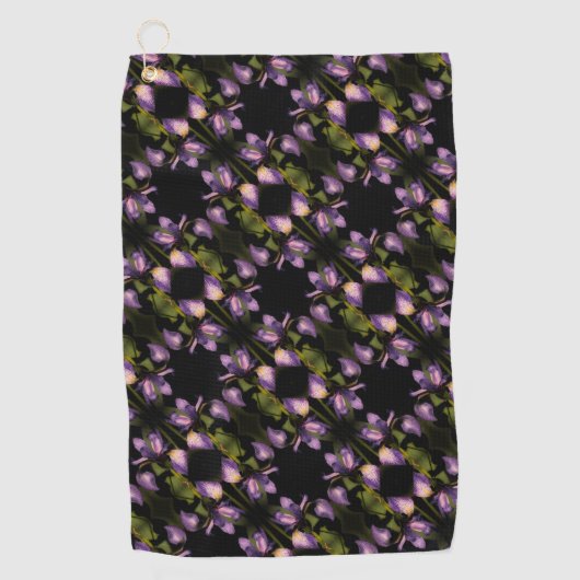 Abstract patroon blauwe vlag Iris-ventilator Golfhanddoek (Voorkant)