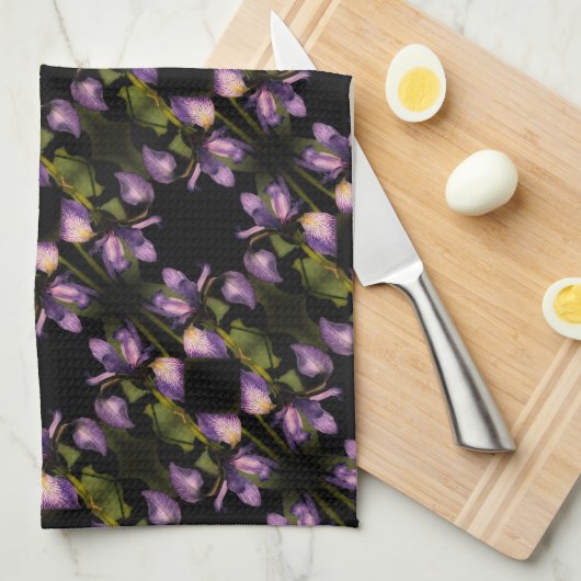 Abstract patroon blauwe vlag Iris-ventilator Theedoek (Quarter Fold)