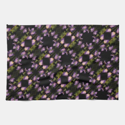 Abstract patroon blauwe vlag Iris-ventilator Theedoek (Horizontaal)