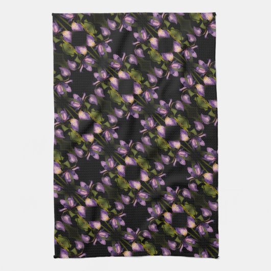 Abstract patroon blauwe vlag Iris-ventilator Theedoek (Verticaal)