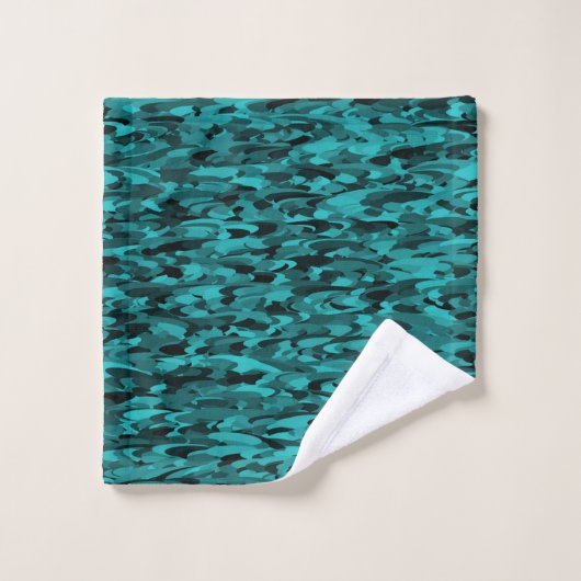 Abstract Patroon Blauwgroen Zwart Bad Handdoek (Wasdoekje)