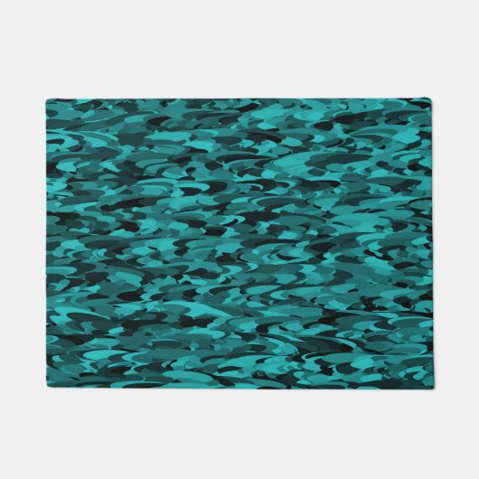 Abstract Patroon Blauwgroen Zwart Deurmat (Voorkant)