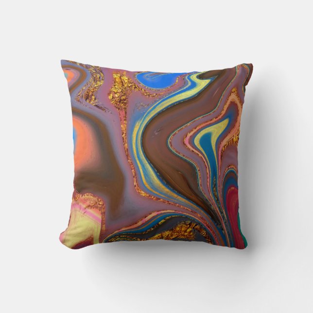 abstract patroon bruin kussen (Voorkant)