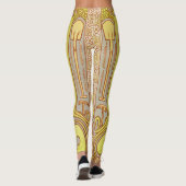 Abstract Patroon  Geel Grijs Vrouwen Leggings (Achterkant)