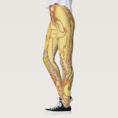 Abstract Patroon  Geel Grijs Vrouwen Leggings (Links)