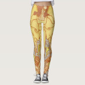 Abstract Patroon  Geel Grijs Vrouwen Leggings (Voorkant)
