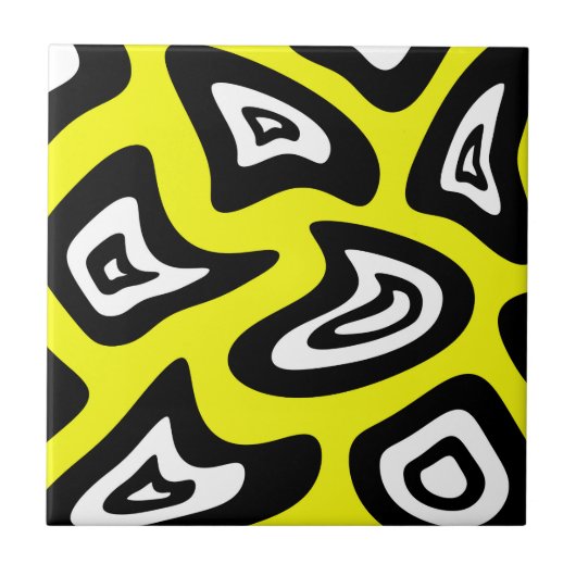 Abstract patroon - geel, zwart en wit. tegeltje (Voorkant)