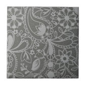 Abstract patroon grijze bloem tegeltje (Voorkant)