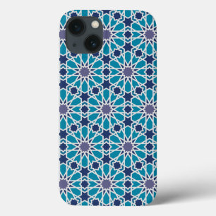 Abstract patroon in blauw en grijs iPhone 13 hoesje