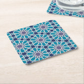 Abstract patroon in blauw en grijs kartonnen onderzetters (Schuin)