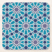 Abstract patroon in blauw en grijs kartonnen onderzetters (Voorkant)