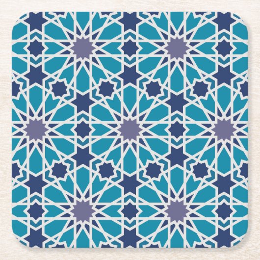 Abstract patroon in blauw en grijs kartonnen onderzetters (Voorkant)