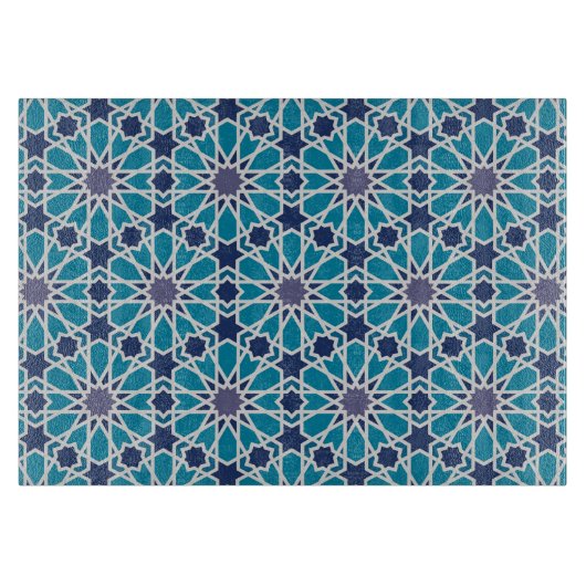 Abstract patroon in blauw en grijs snijplank (Voorkant)