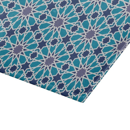 Abstract patroon in blauw en grijs snijplank (Hoek)