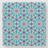 Abstract patroon in blauw en grijs stenen onderzetter (Voorkant)