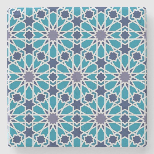 Abstract patroon in blauw en grijs stenen onderzetter (Voorkant)