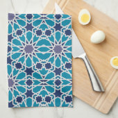 Abstract patroon in blauw en grijs theedoek (Quarter Fold)