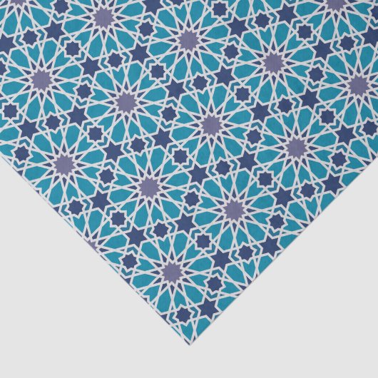 Abstract patroon in blauw en grijs tissuepapier (Detail)