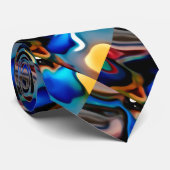 Abstract patroon in blauwe, gouden en bruine Strop Stropdas (Opgerold)