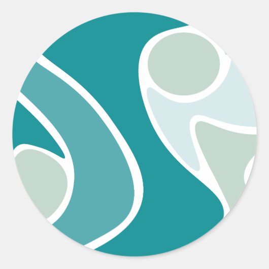 Abstract patroon in blauwe tinten ronde sticker (Voorkant)