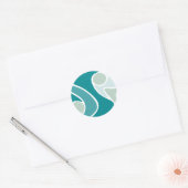 Abstract patroon in blauwe tinten ronde sticker (Envelop)