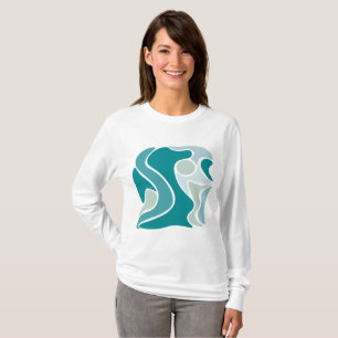 Abstract patroon in blauwe tinten t-shirt