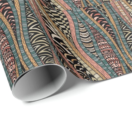 Abstract patroon in etnische stijl cadeaupapier (Rol Hoek)