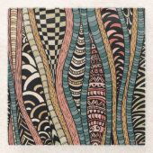 Abstract patroon in etnische stijl glazen onderzetter (Voorkant)