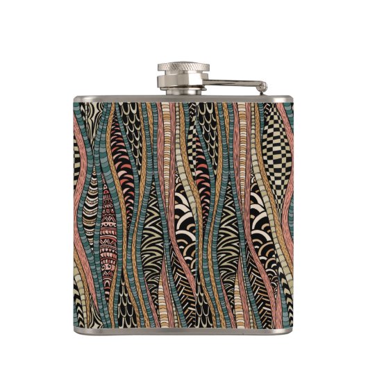 Abstract patroon in etnische stijl heupfles (Achterkant)