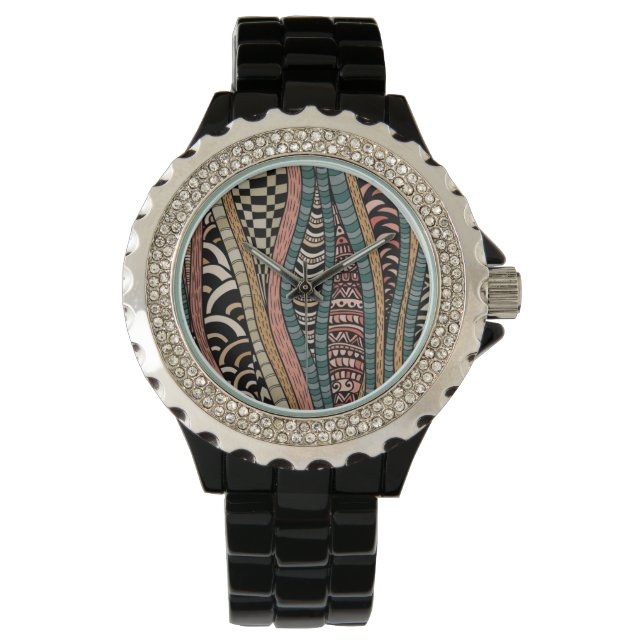 Abstract patroon in etnische stijl horloge (Voorkant)