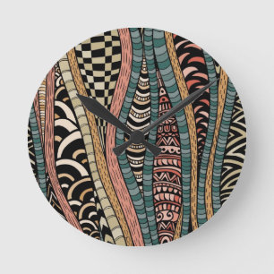 Abstract patroon in etnische stijl ronde klok